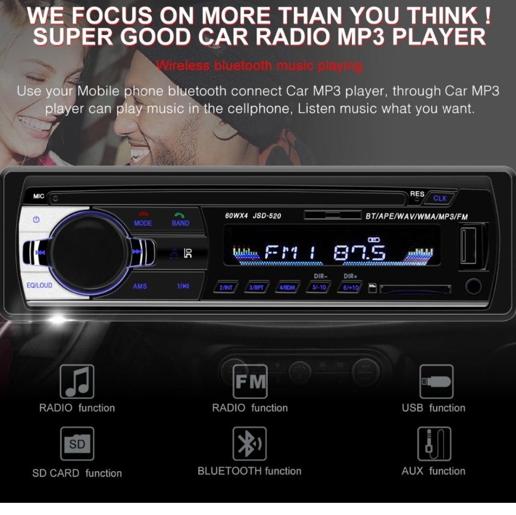 Poste Bluetooth Radio - Mp3 - Flash Disque - Usb Et Jack – Image 2